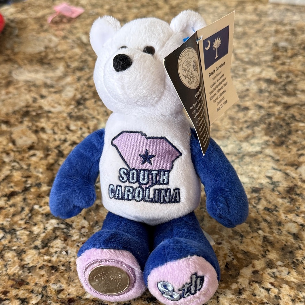 South Carolina Blue and White Plush Bear